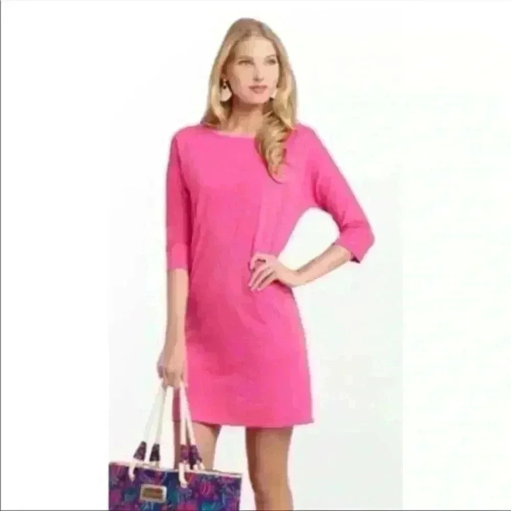 Lilly Pulitzer cassie pima cotton 3/4 sleeve pink mini dress size xs